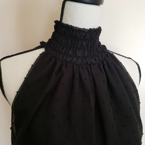 Elle Black High Collared Sleeveless Black Dress Sz Small - Picture 2 of 4